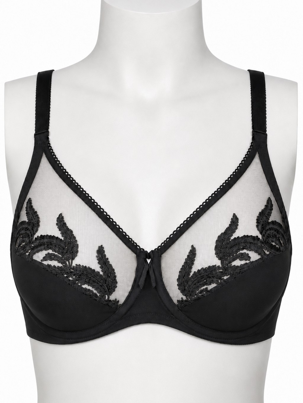 Wacoal 85121 Feather Embroidery Unlined Underwire Bra Black 40B luxury bridal
